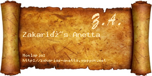 Zakariás Anetta névjegykártya